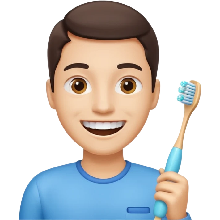 toothbrush next to a bright smile emoji