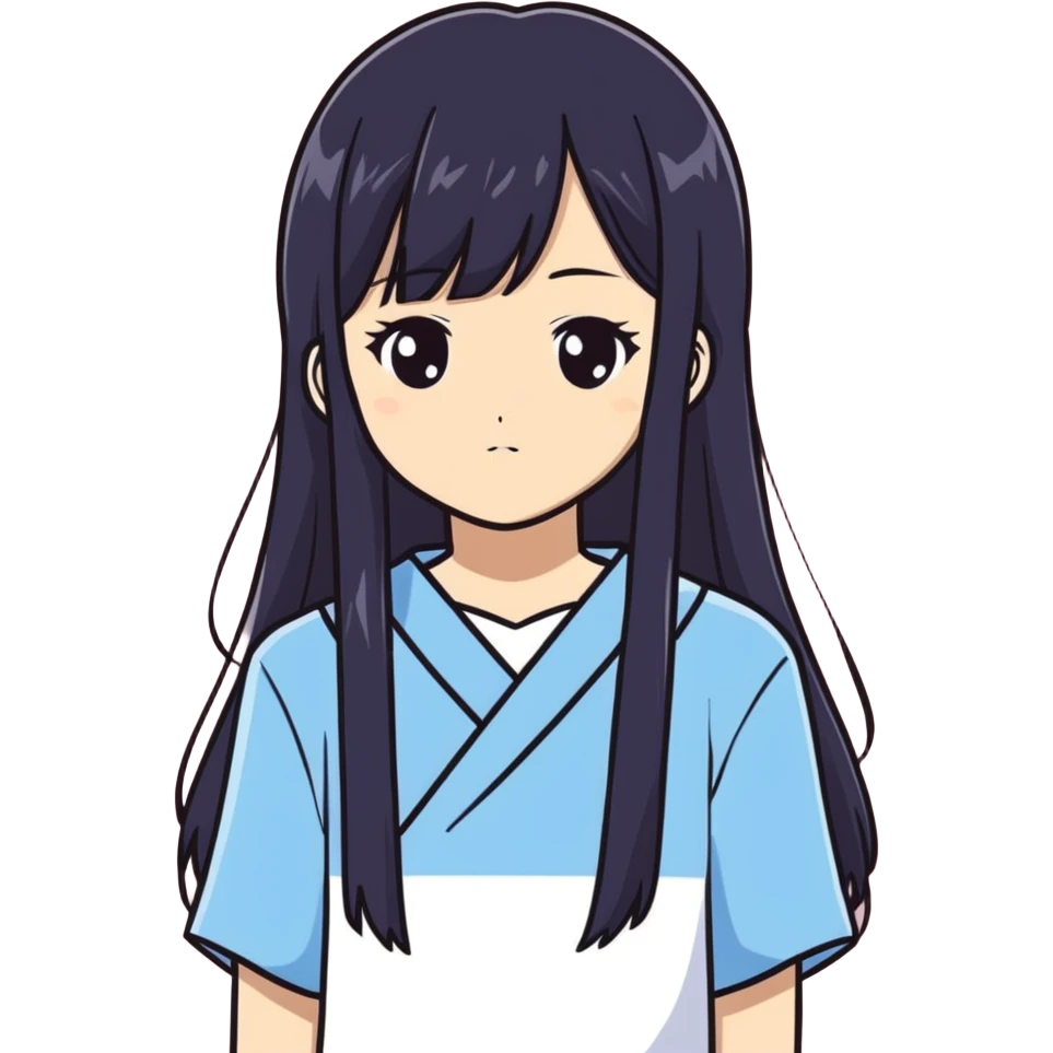 a 17 years old japanese girl with black long straight hair emoji