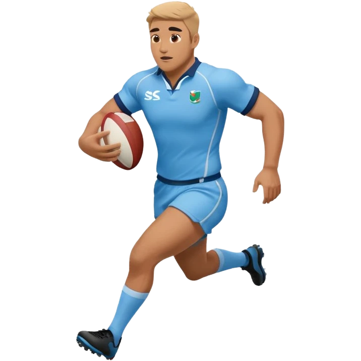 A rugby player running with the ball in sky blue kit emoji