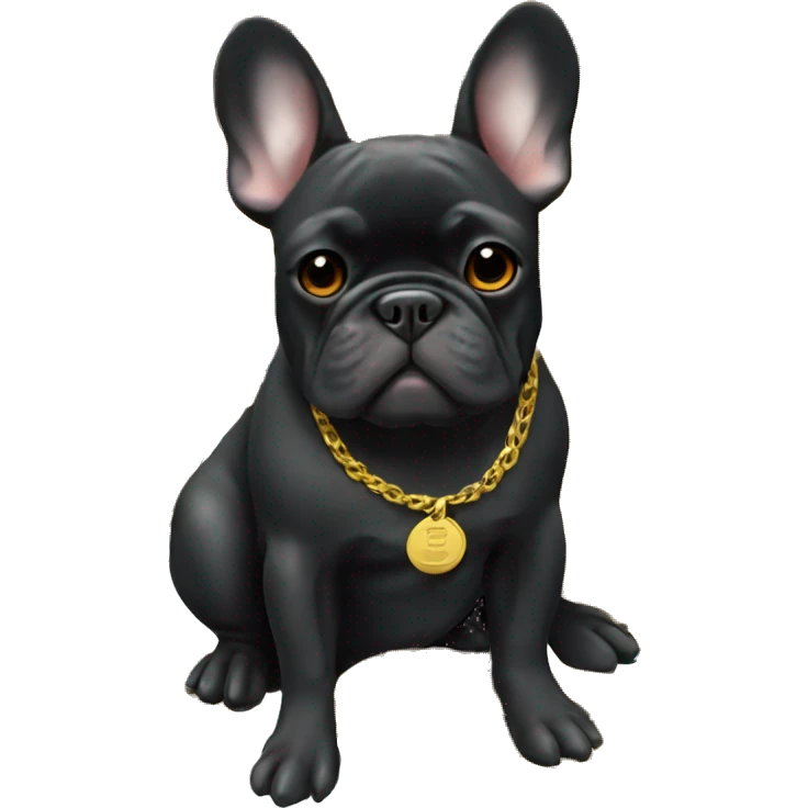 Black-and-tan French bulldog sitting on gold coins emoji