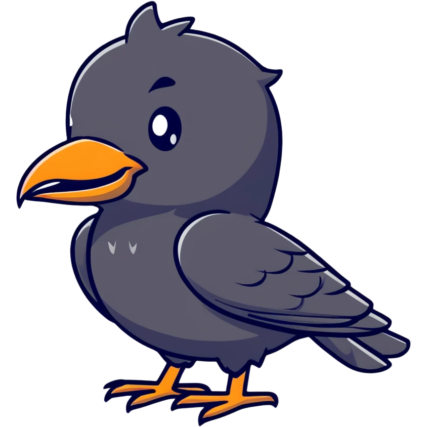 cute black crow bird emoji