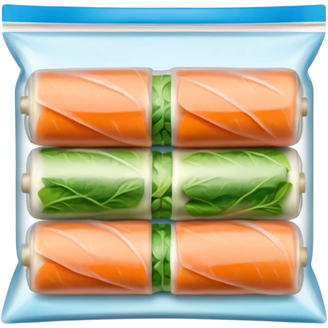 I'd like a freezer zipper bag containing 10 raw spring rolls emoji