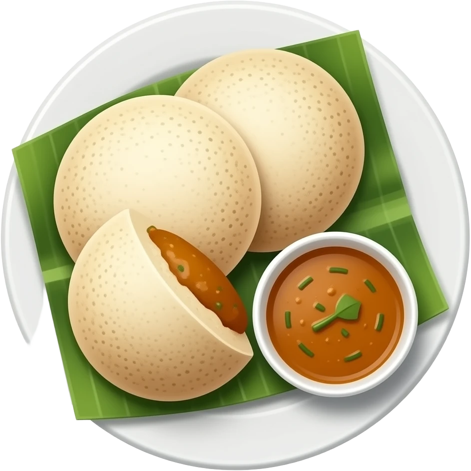 Idli with sambar and chatney emoji