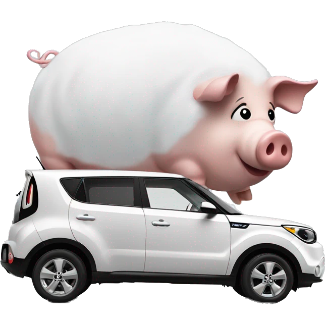 Pig in front of a 2024 Snow White kia soul emoji