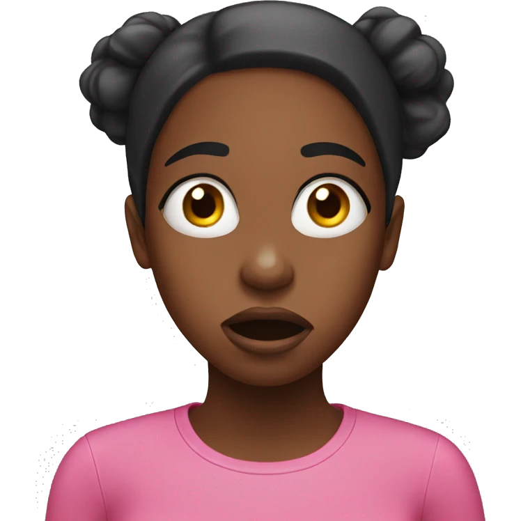 shocked black girl wearing pink emoji