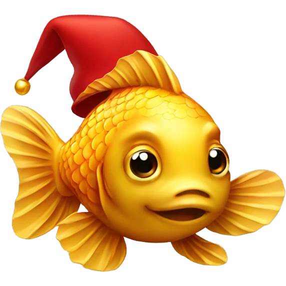 A golden fish with a red hat  emoji