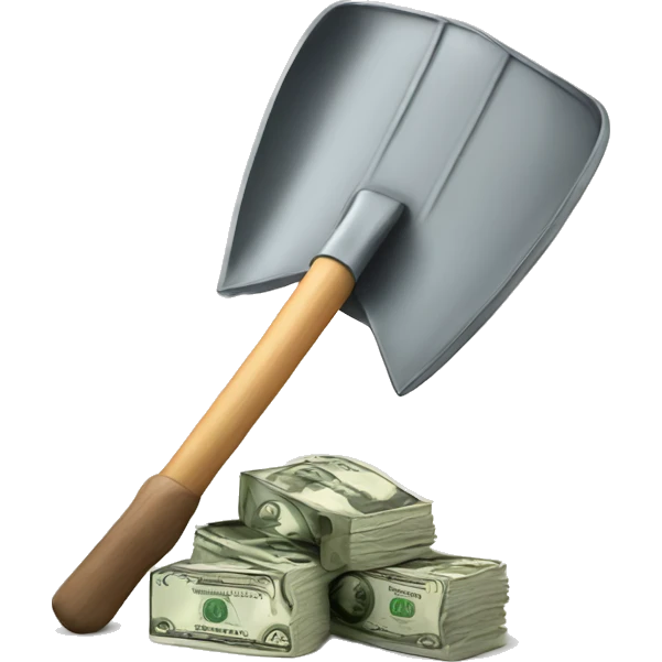 shovel with money emoji