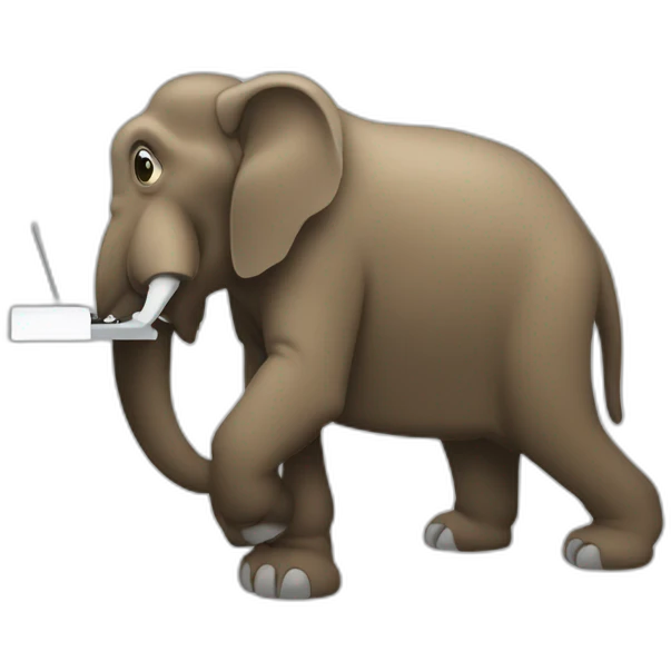 mammuth working on a computer emoji