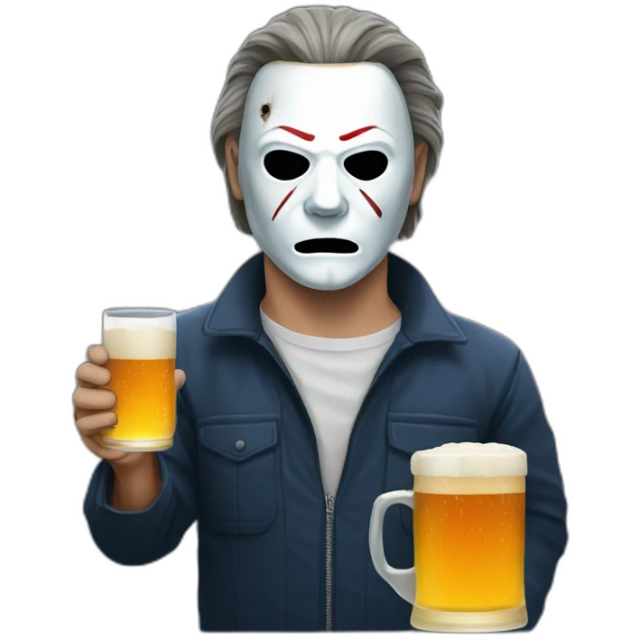michael myers with a glass of beer emoji