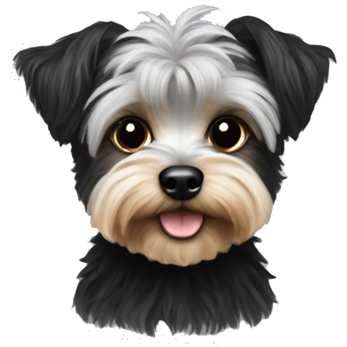 Black and white yorkiepoo no brown emoji