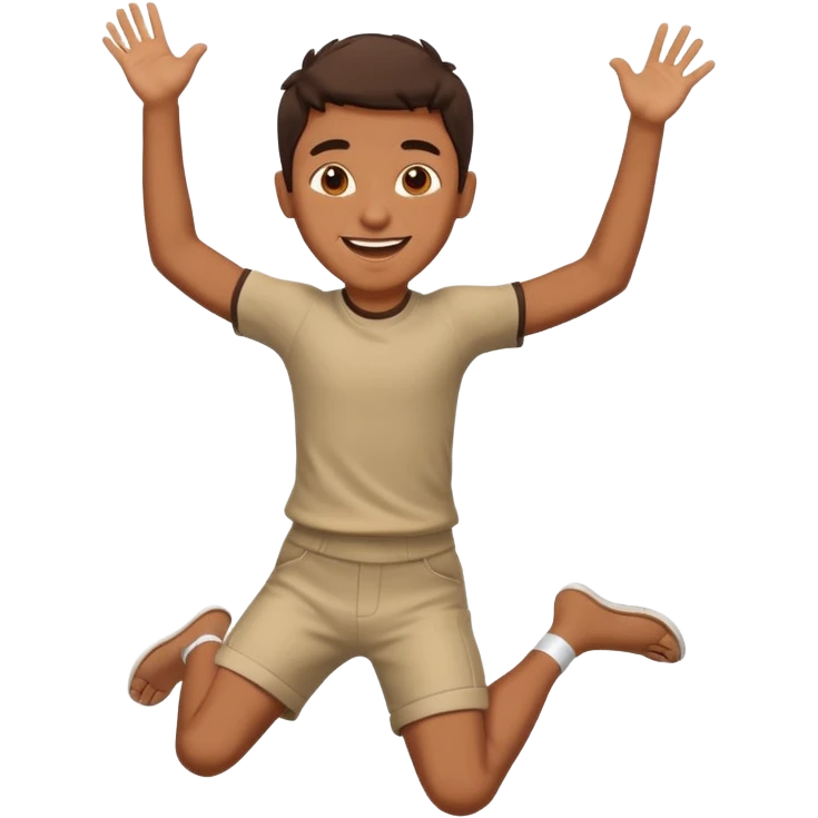 brown boy jumping really high emoji