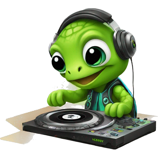 dj turtle with box emoji