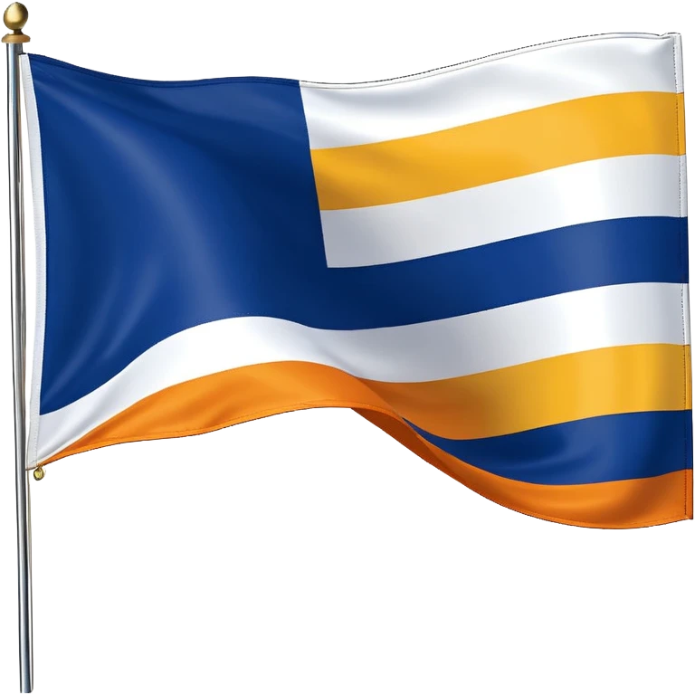 A flag whit darkblue, blue, white, yellow and orange and has 5 stripes white in the middle, blue in next to white left, yellow next to white right, orange next to yellow right, dark blue next to blue left emoji
