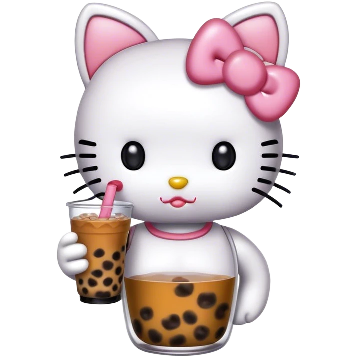 Hello kitty drinking boba emoji