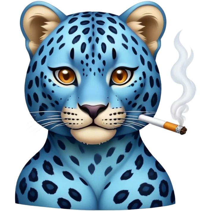 The blue leopard is smoking emoji