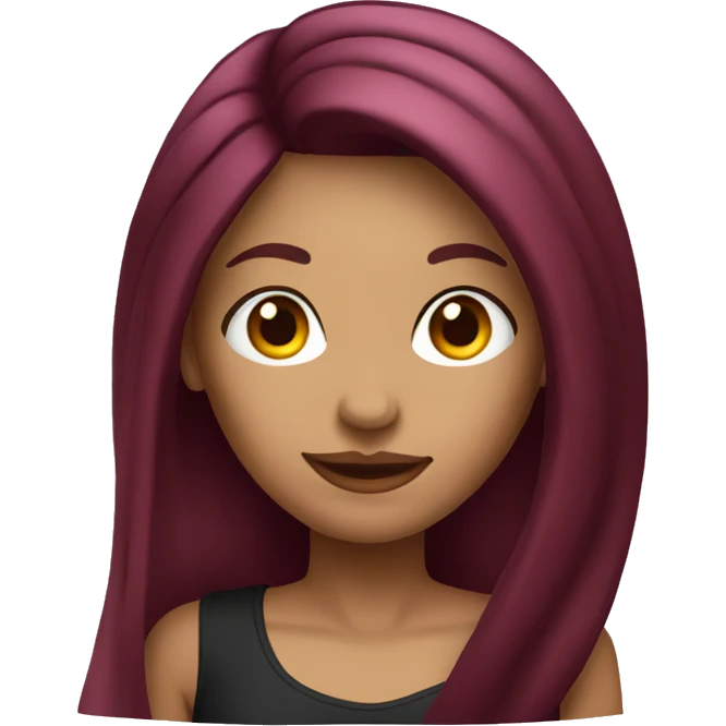 Tattooed woman with long straight burgundy hair emoji