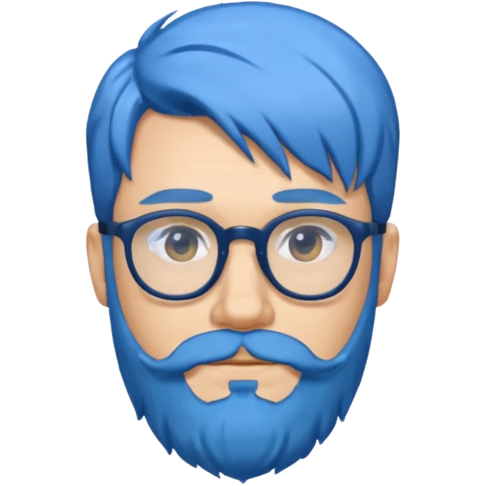 male, blue hair, glasses, beard emoji