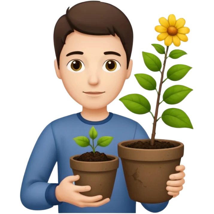 man holding a flower pot emoji