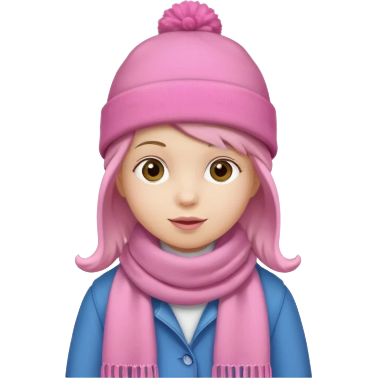 Kid wearing pink hat and scarf, full body emoji