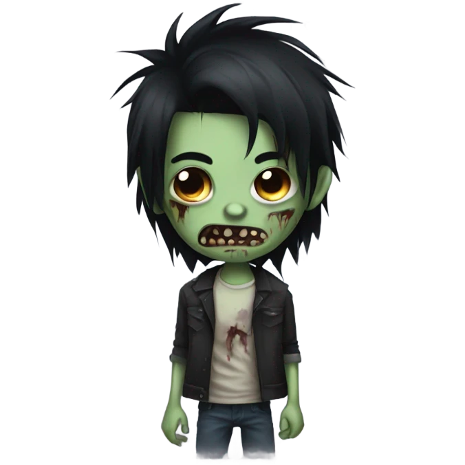 boy zombie with long emo black hair emoji