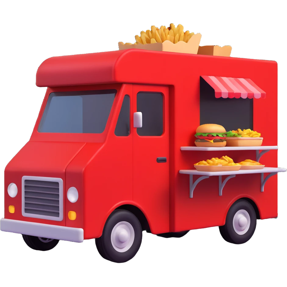 generate me a 3D red truck shaorma food truck  emoji