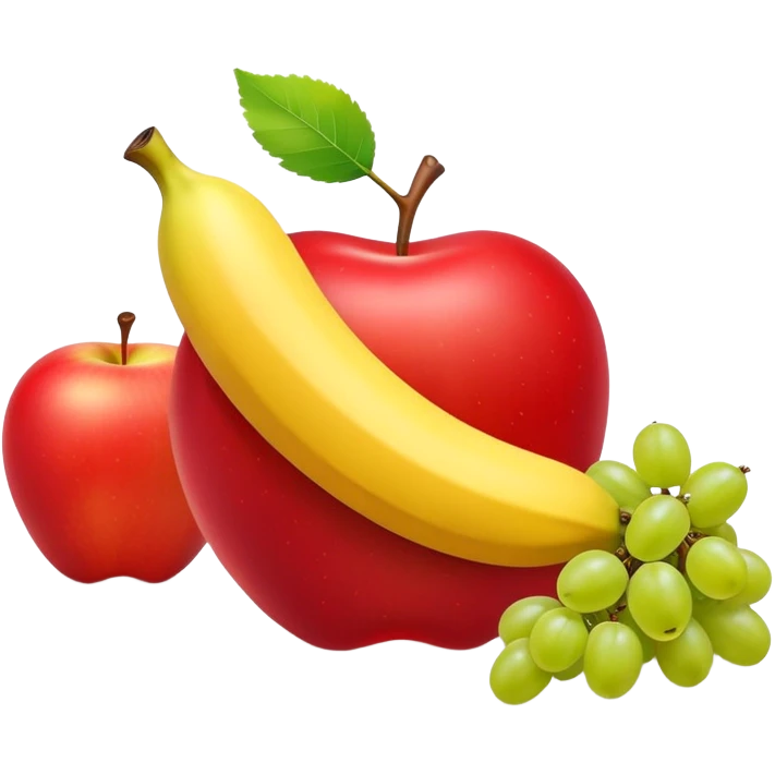 gas can surrounded by an apple, banana, and grape emoji