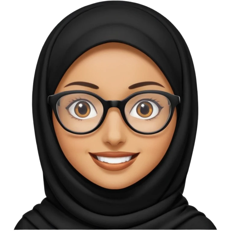 madre con jafas arabe con un panuelo de color negro tapandole todo el cabello emoji