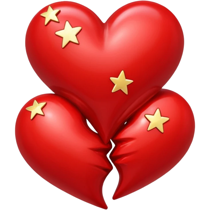 Two red hearts one beyond another with some stars in both the hearts emoji