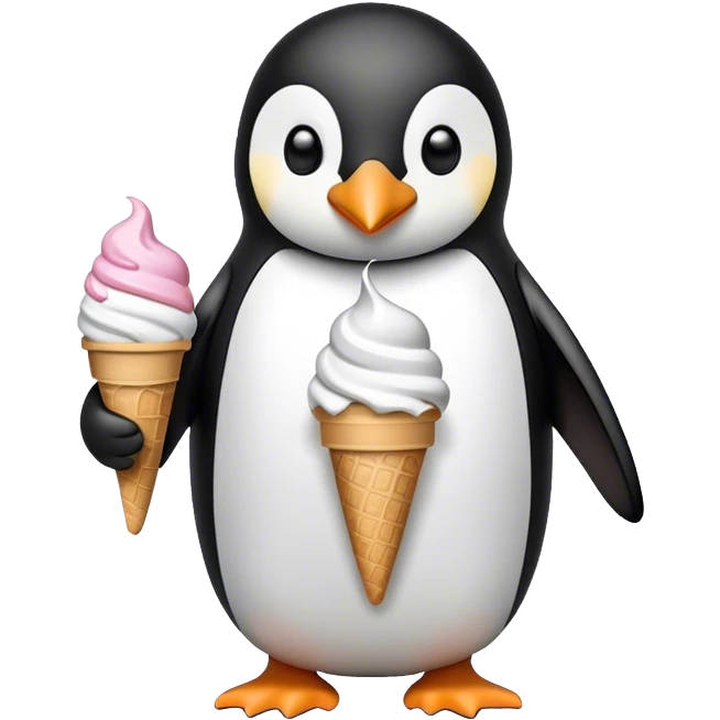 Penguin with ice cream  emoji