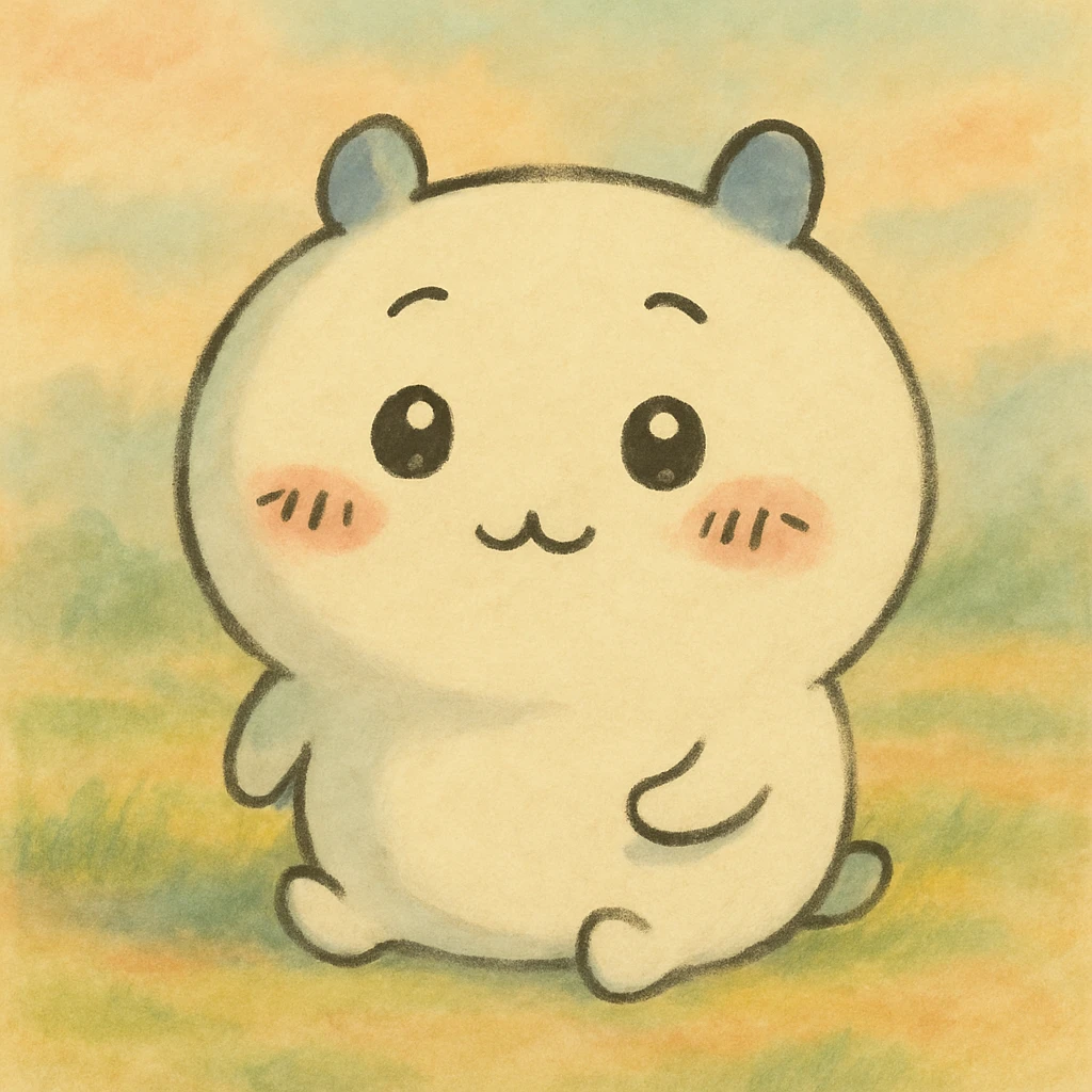 chiikawa character, ghibli style, soft pastel background emoji
