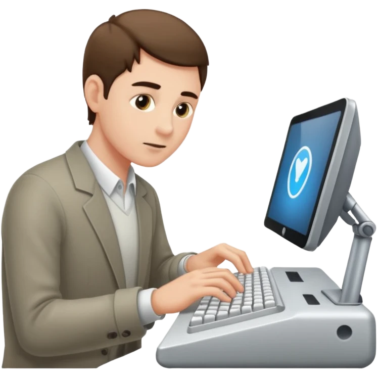 Man tapping computer emoji