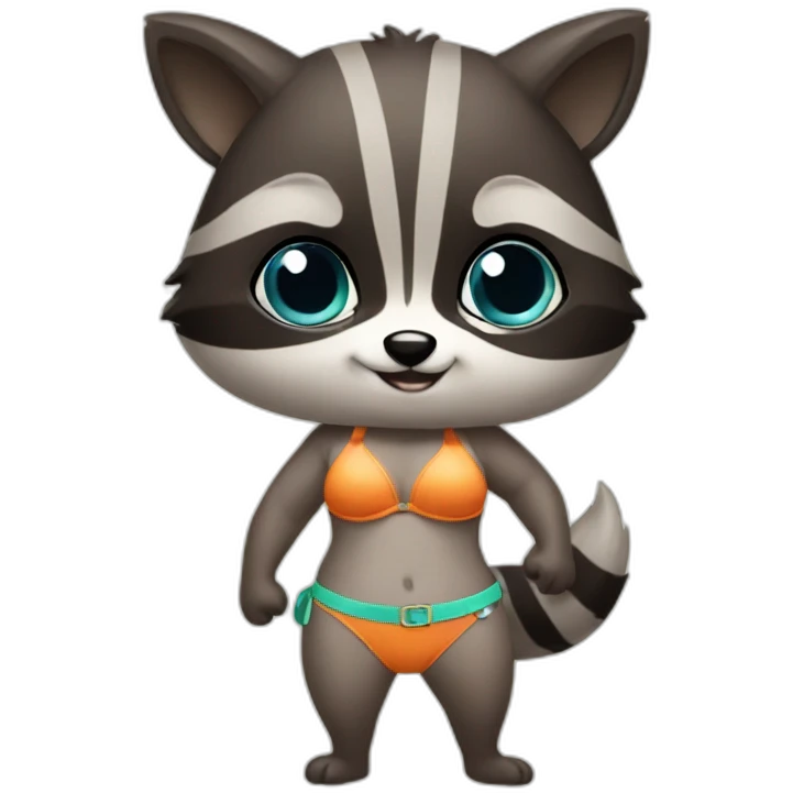 Bikini raccoon girl emoji