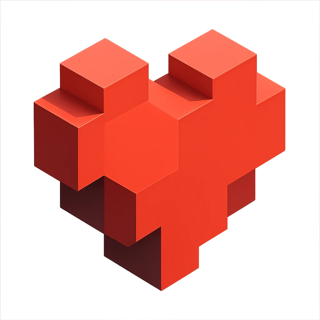 heart, minimalist geometric style, 3D blocks icon emoji