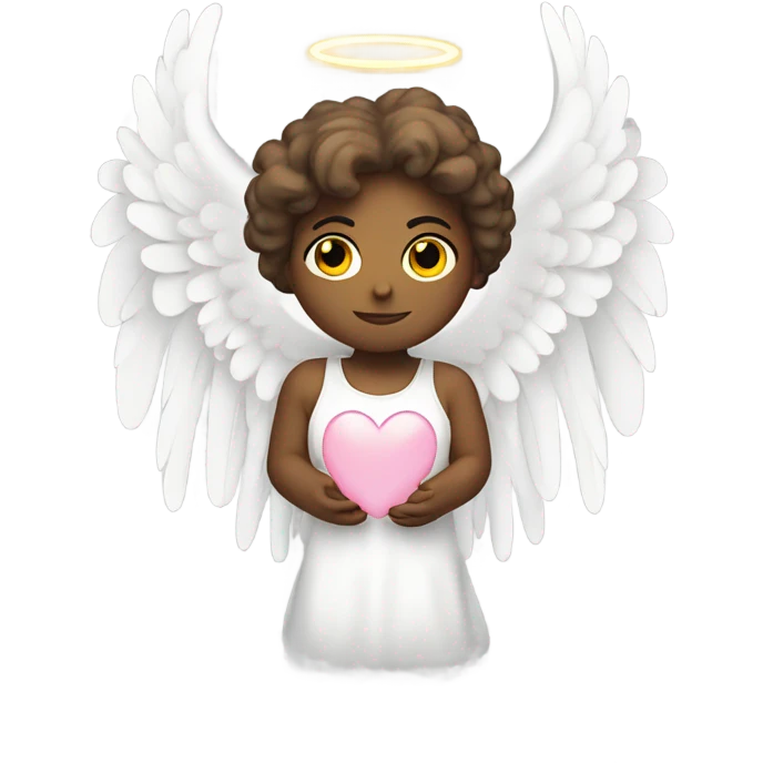 White angel heart with wings and halo emoji