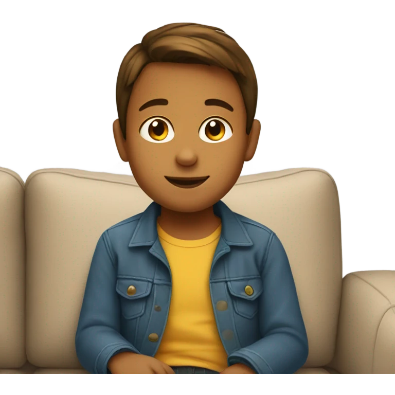 child sitting on couch with brown hair emoji