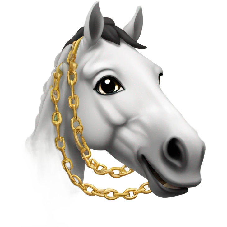 Horse smiling at the camera with a PIMP chain emoji