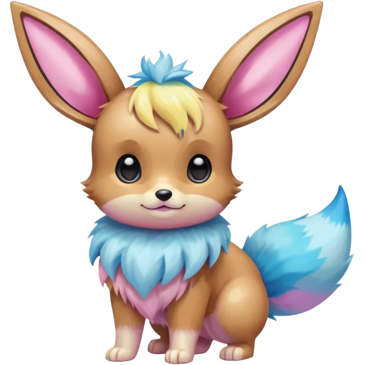 Kawaii Shiny Colorful Pastel Eevee Full Body emoji