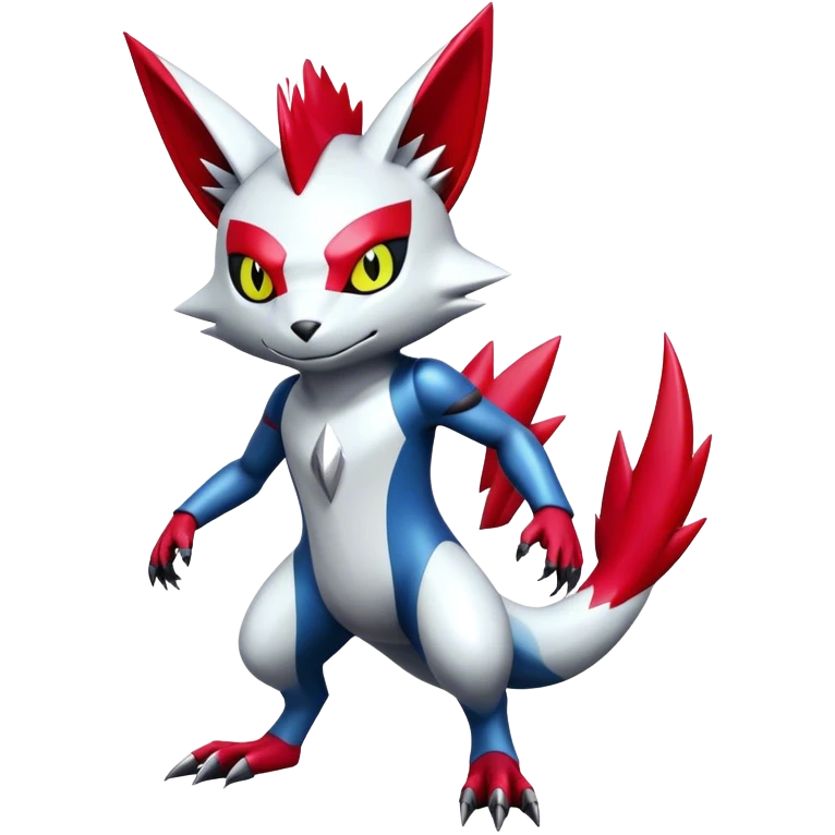 Cool Edgy Badass Shiny Futuristic Legendary Digimon-Sneasel-Zangoose-hybrid full body emoji
