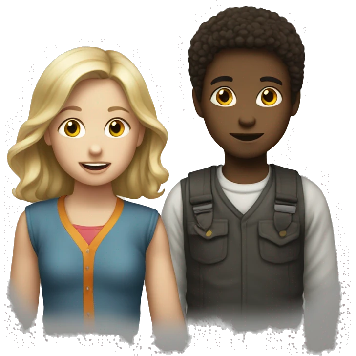 a conversation between two children (white skin) emoji