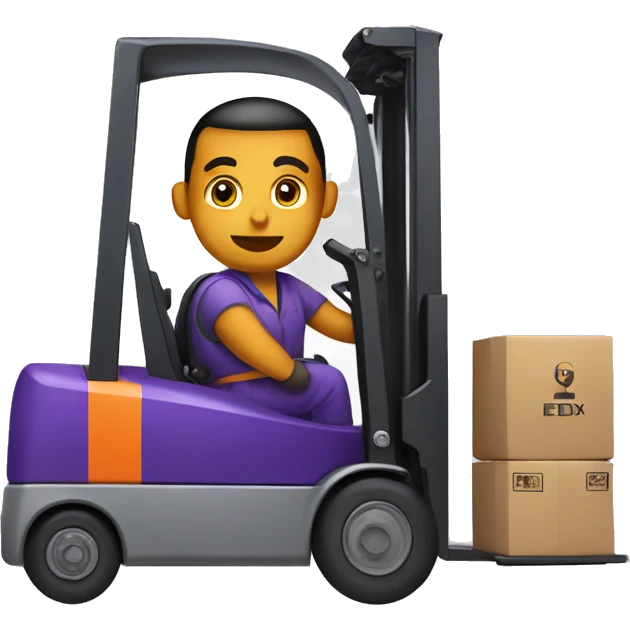 FedEx employee using a forklift emoji