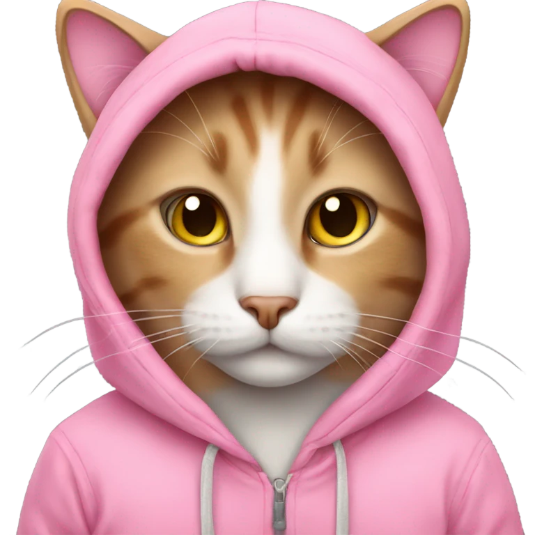 Cat wearing pink hoodie emoji