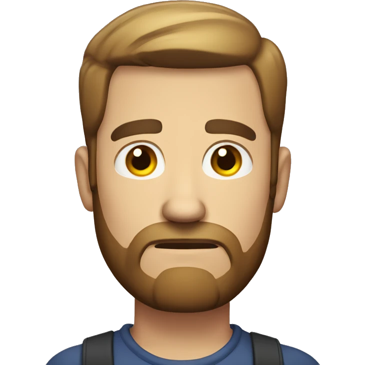 white man with brown beard and short hair and disappointed expression emoji