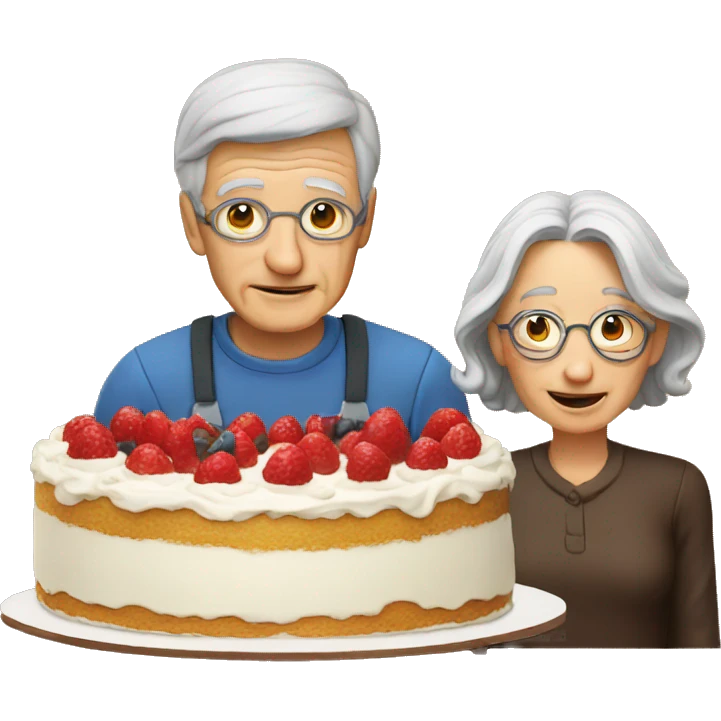 A cake with an elderly man emoji