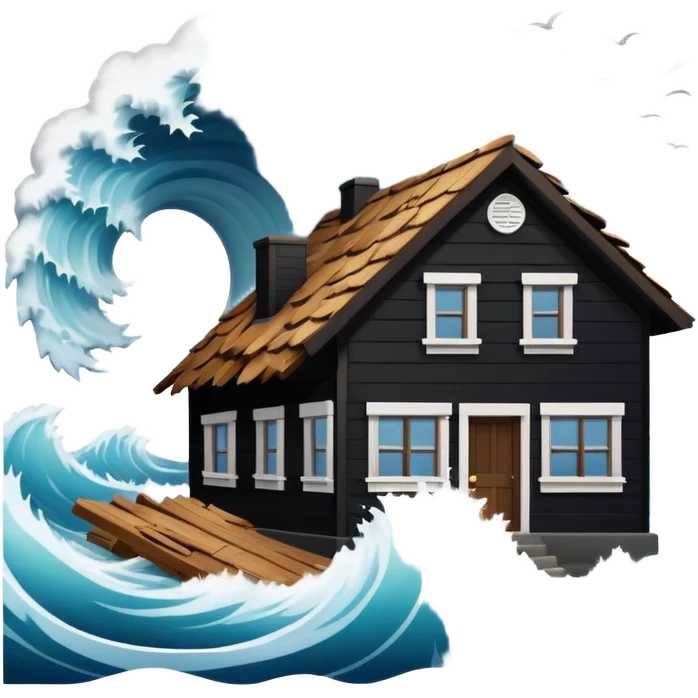 TSUNAMI DESTRUYENDO UNA CASA emoji