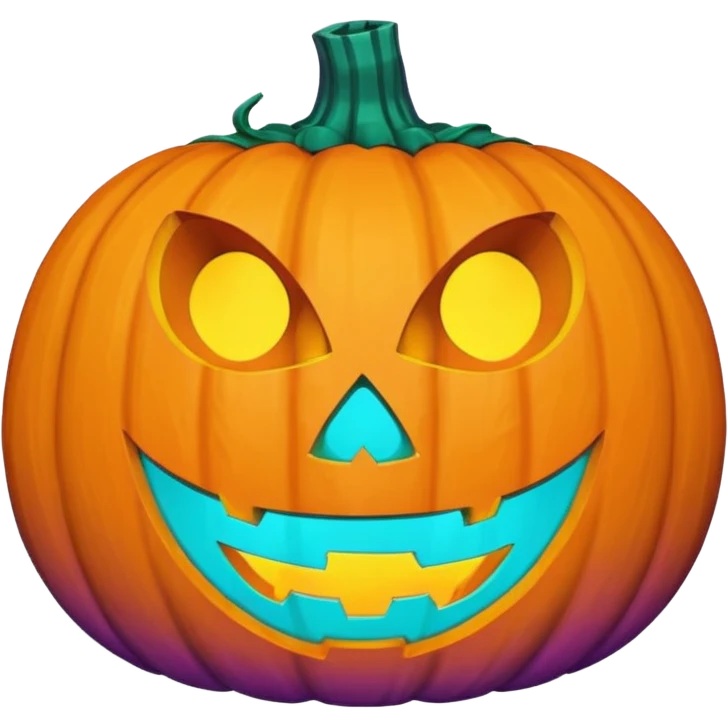 glowing jack-o'-lantern, only purple and cyan colors emoji
