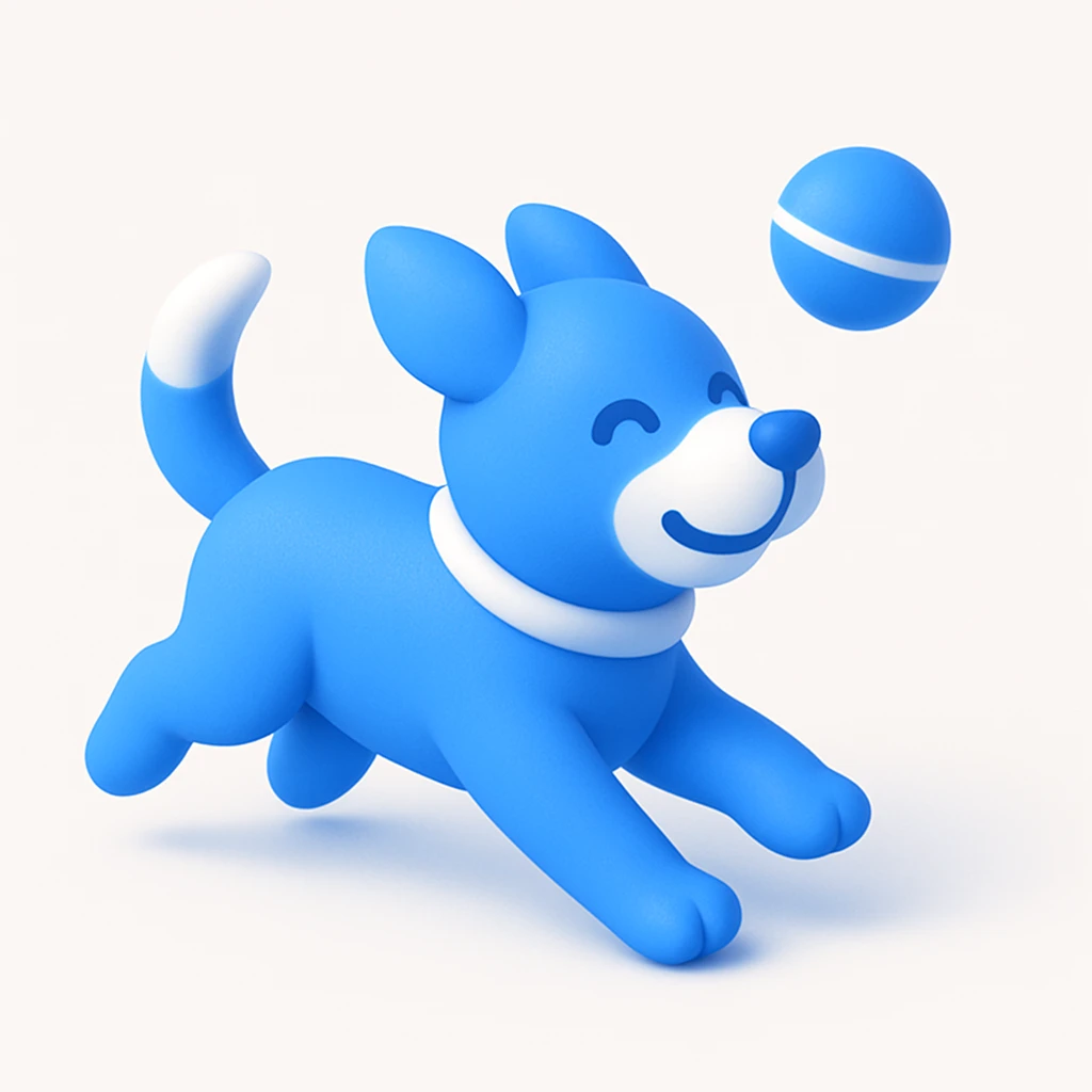 happy dog running after ball emoji