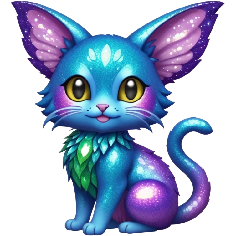 P moe meow meow cute fuzzy realistic glittery Randomly-faerie-drake-colored sparkly exotic Fakémon-creature emoji