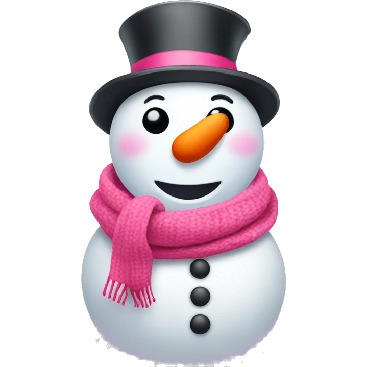 Snowman, wearing a pink hat and scarf, and red lips emoji