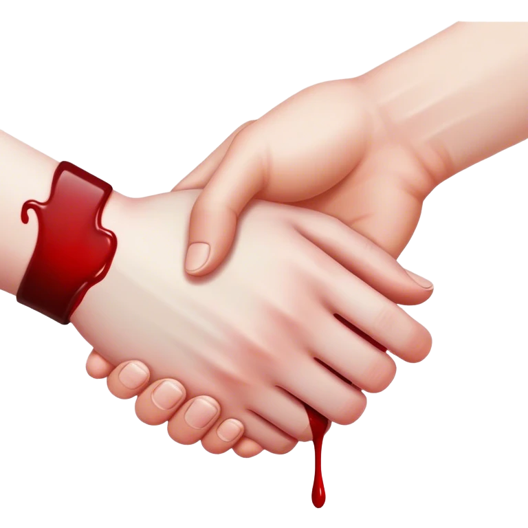 handshake with a hand in blood emoji