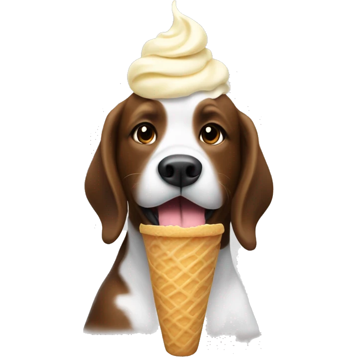 A dog eating vanilla ice cream emoji